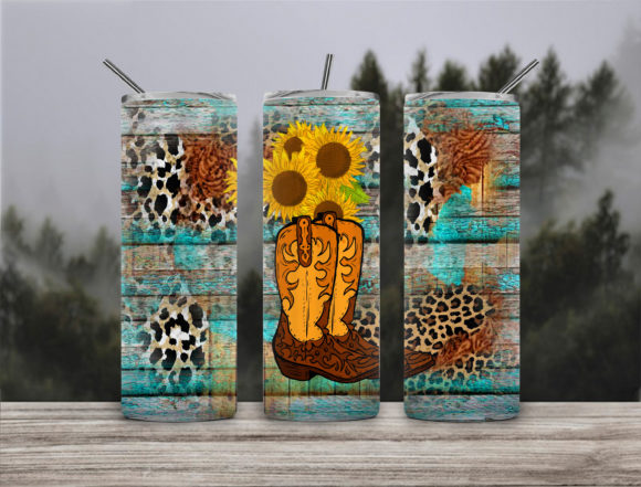 Leopard Cowboy Boots 20Oz Skinny Tumbler