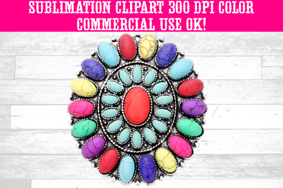 Watercolor Western Cluster Gem Turquoise